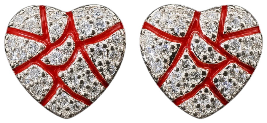 Boucles d'oreilles C&oelig;ur bris&eacute; moissanite et argent S925, Jewelry Golden