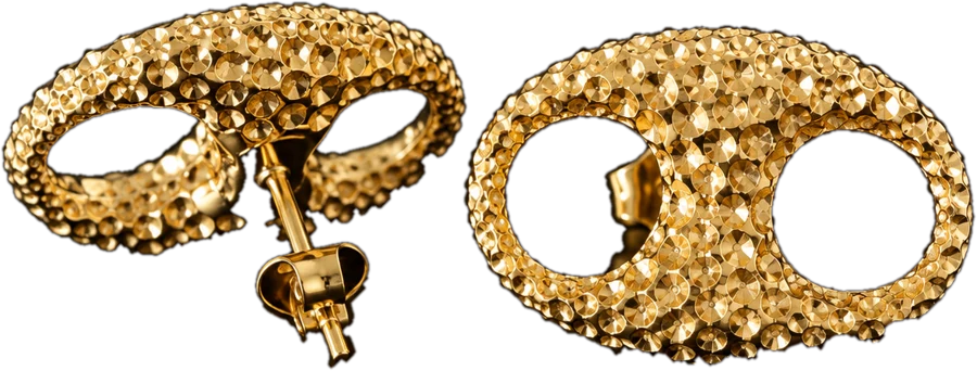 Boucles d'oreilles Grain de caf&eacute; Relief dor&eacute;es, 2 cm, Jewelry Golden