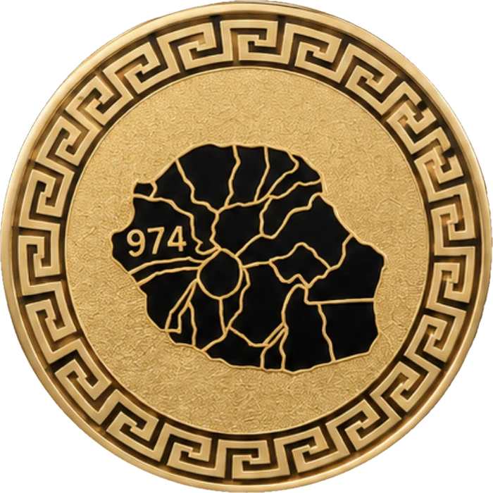 Détail du pendentif 974, carte de La Réunion